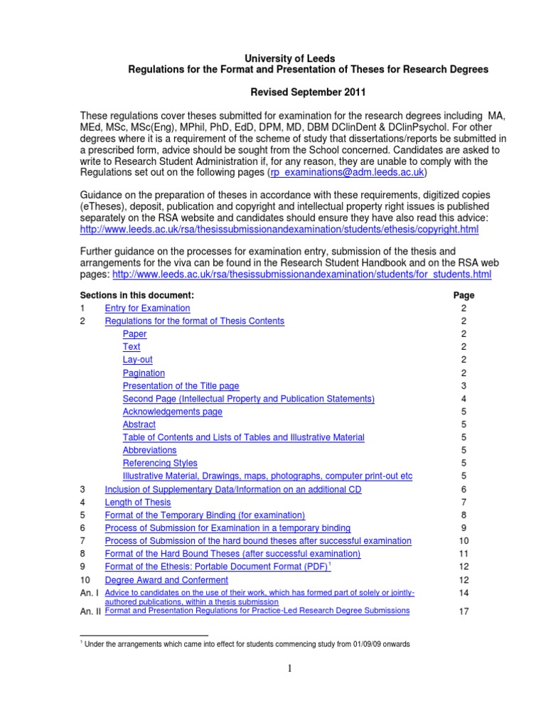 leeds university dissertation format