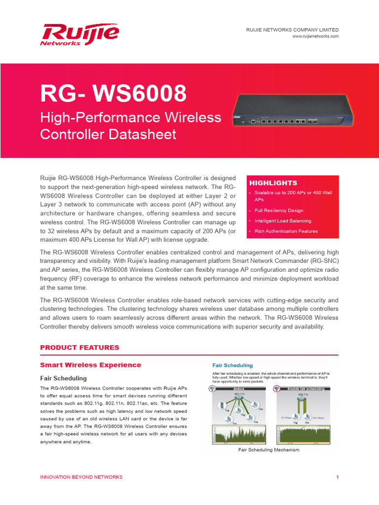Wireless Controller RG-WS6008 Datasheet - 2016.3.31 | PDF | Computer ...