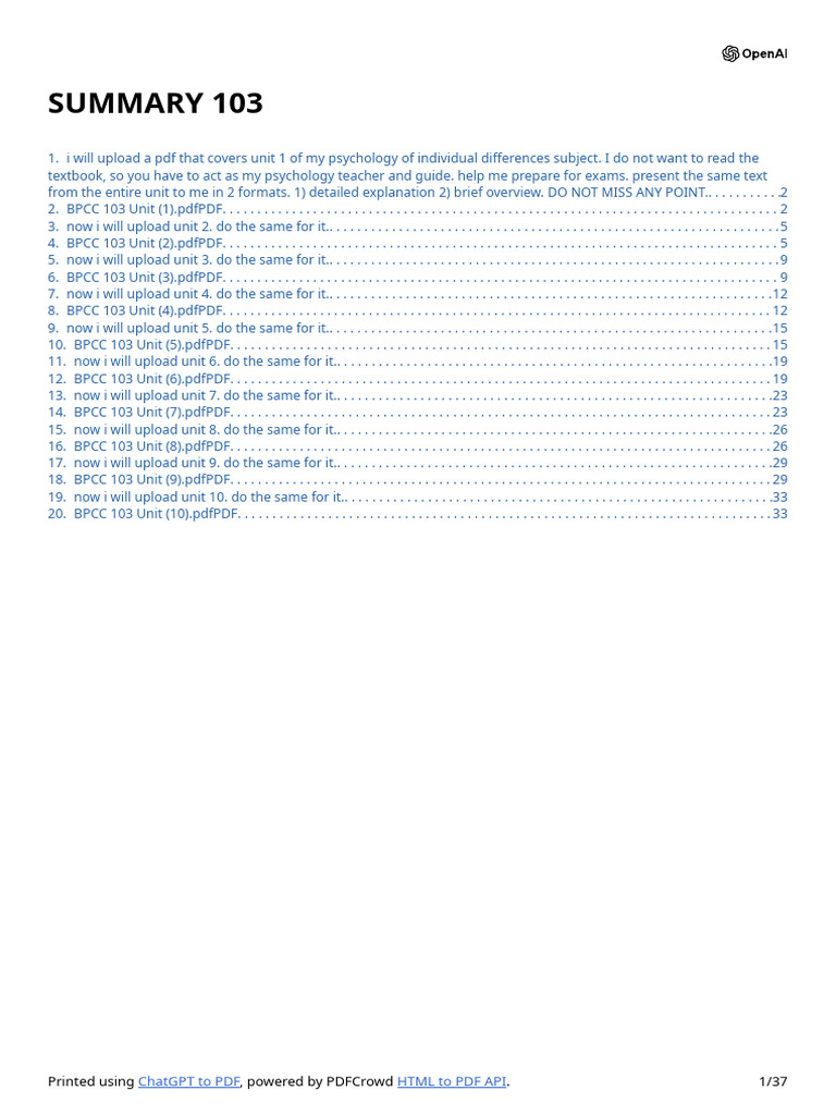 Psychology of Individual Differences Unit 1 | PDF | Intelligence ...