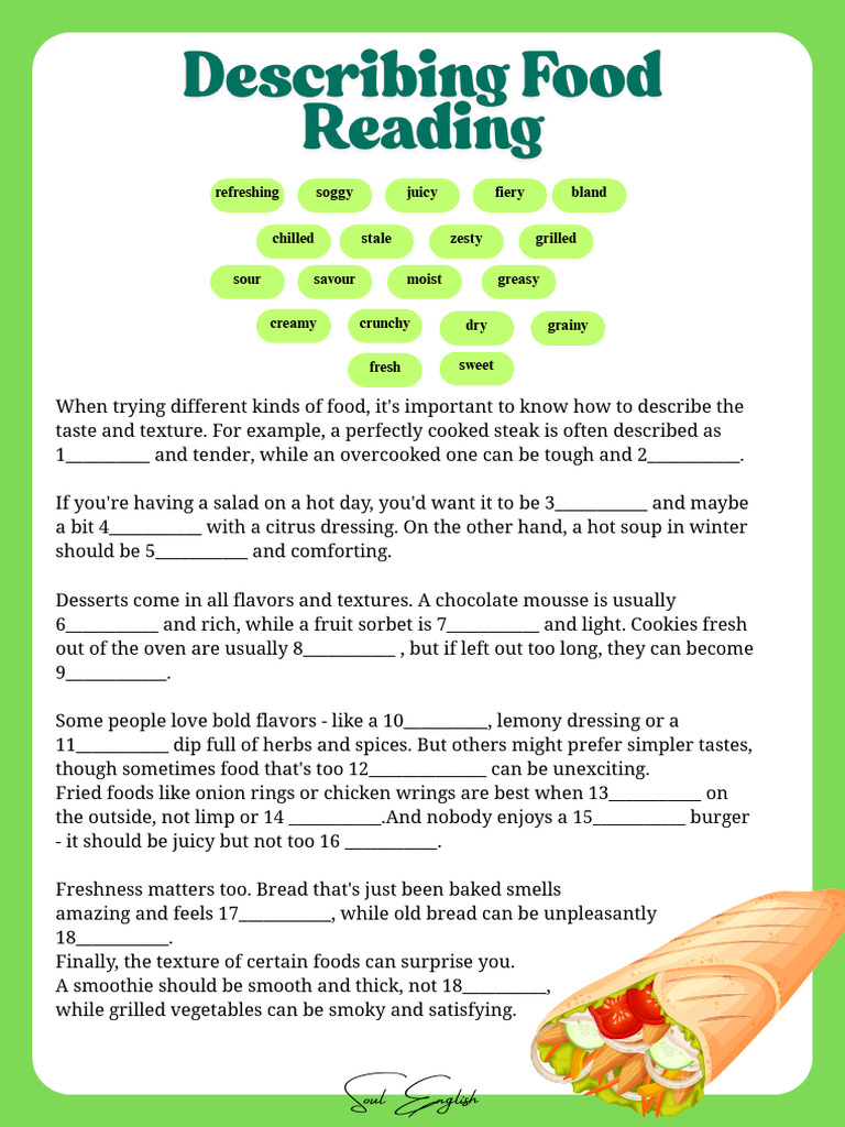 Describing Food: Taste and Texture Guide | PDF | Taste | Foods