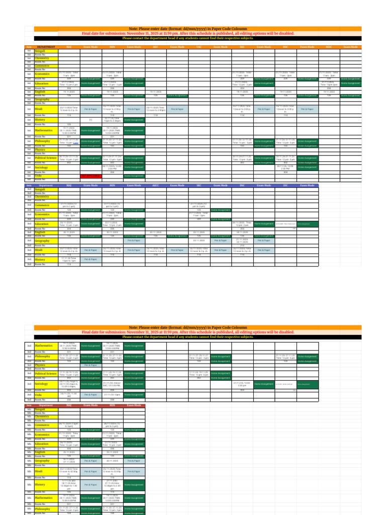 Exam Schedule and Submission Dates | PDF | Science | Liberal Arts Education