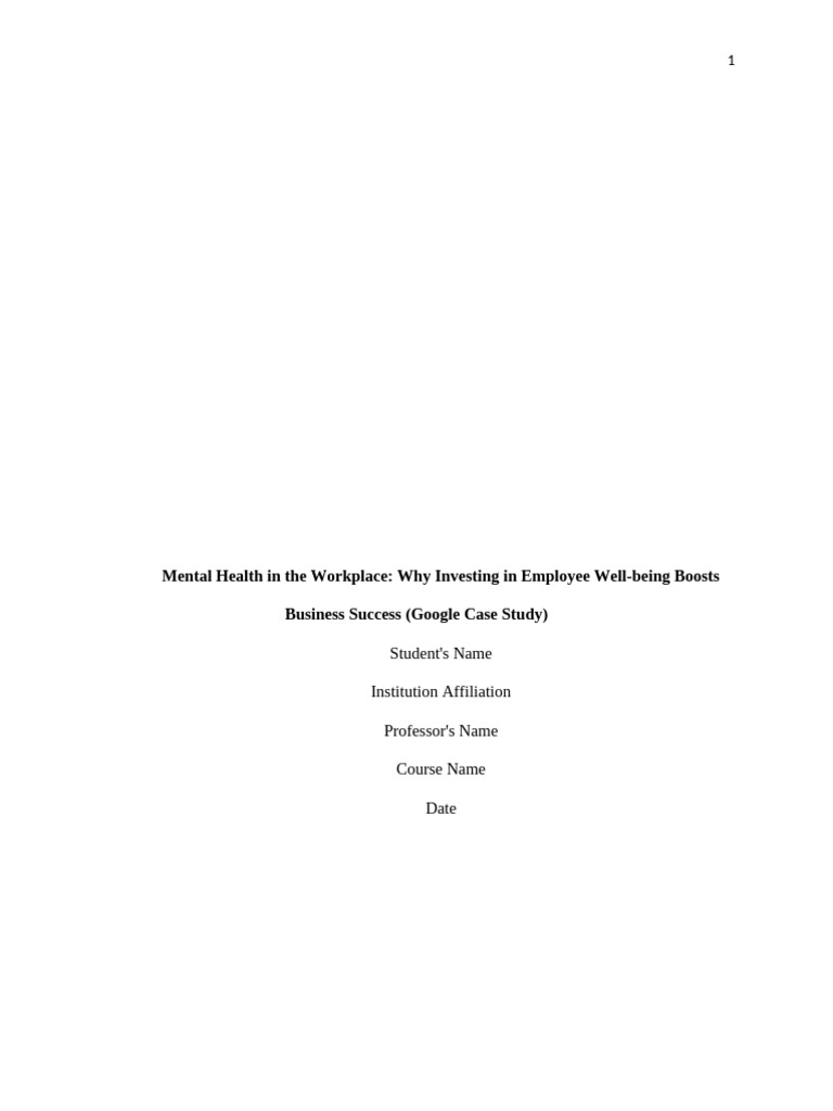 Mental Health in The Workplace - Edited | PDF | Mental Health | Employment