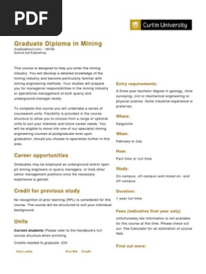 CURTIN External Graduate Diploma in Mining