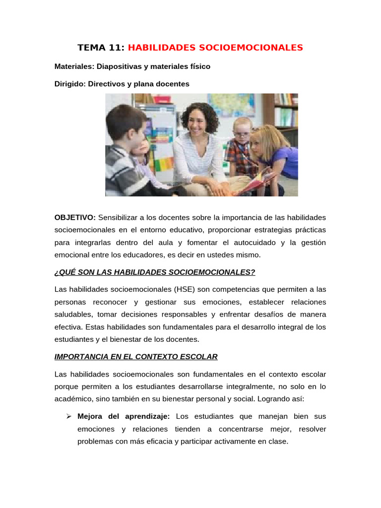 Estrategias para Habilidades Socioemocionales | PDF | Las emociones ...