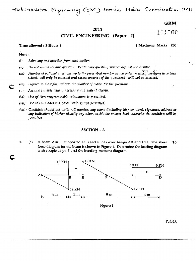 AndhraPradesh Civil 2016 LongII | PDF | Bending | Beam (Structure)
