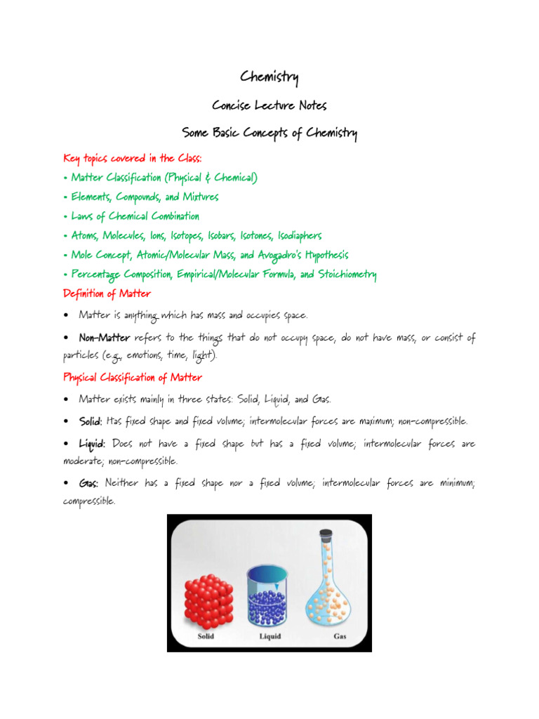 Basic Concepts of Chemistry Overview | PDF | Mole (Unit) | Mixture