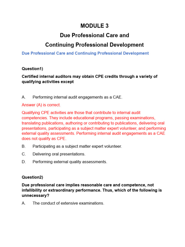 Due Professional Care in Internal Auditing | PDF | Internal Audit | Audit