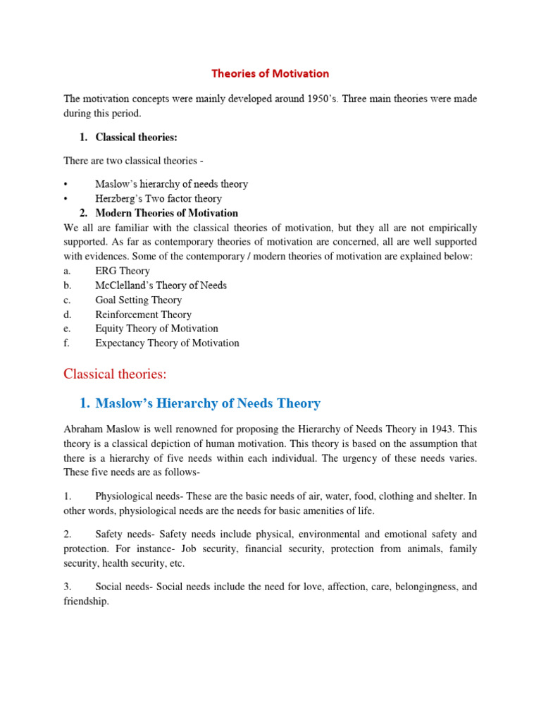 Key Motivation Theories Explained | PDF | Motivational | Motivation