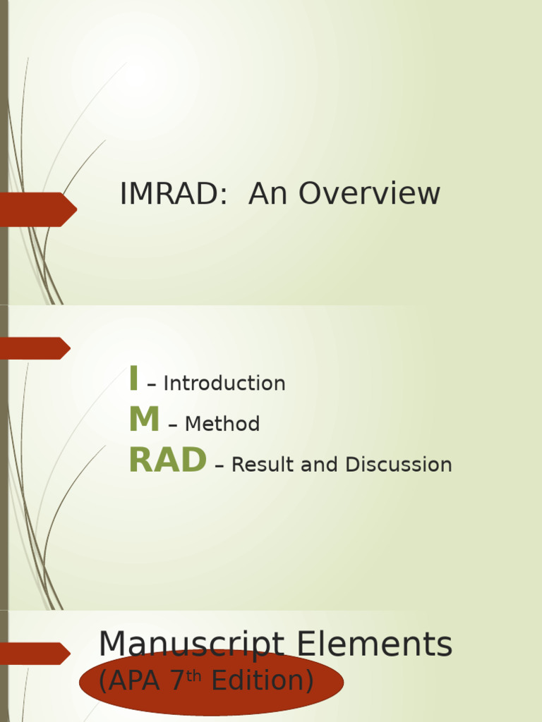 Overview of IMRAD Structure in APA | PDF
