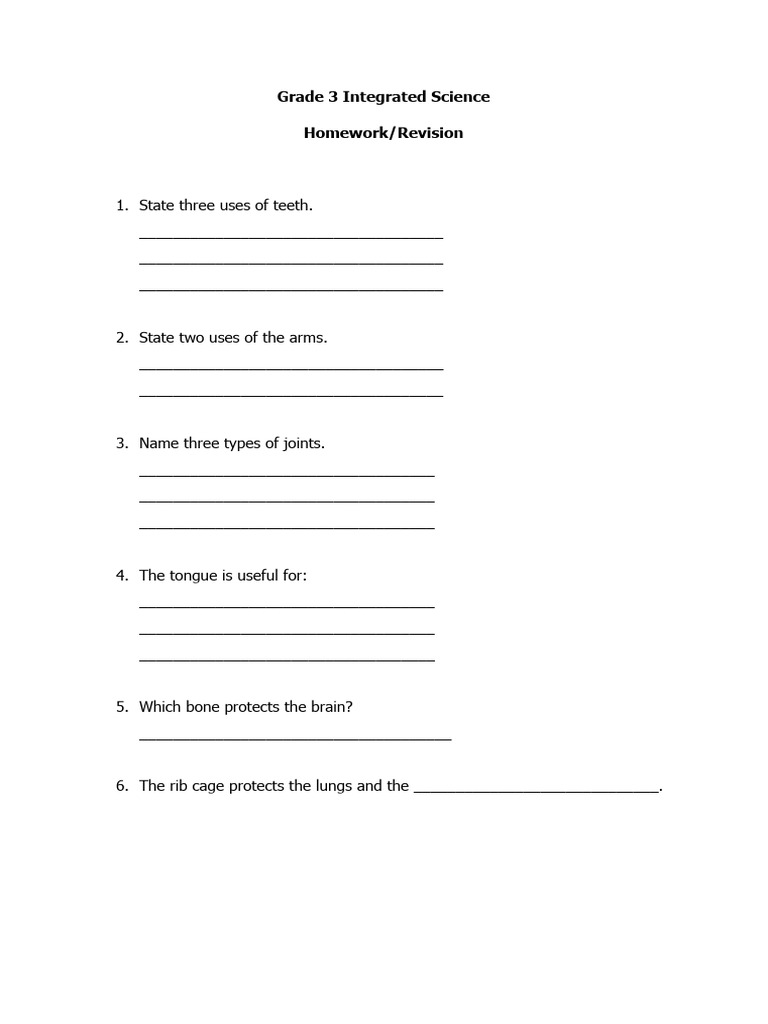 Grade 3 Integrated Science Homework | PDF