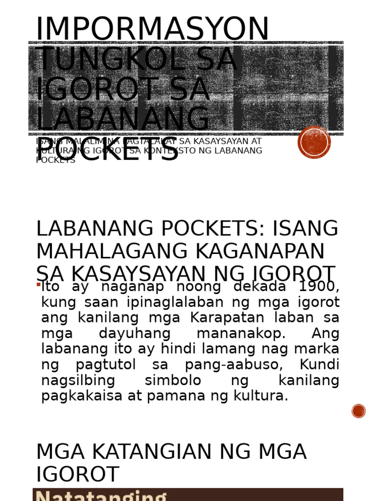 6 Impormasyon Tungkol Sa Igorot Sa Labanang Pockets | PDF