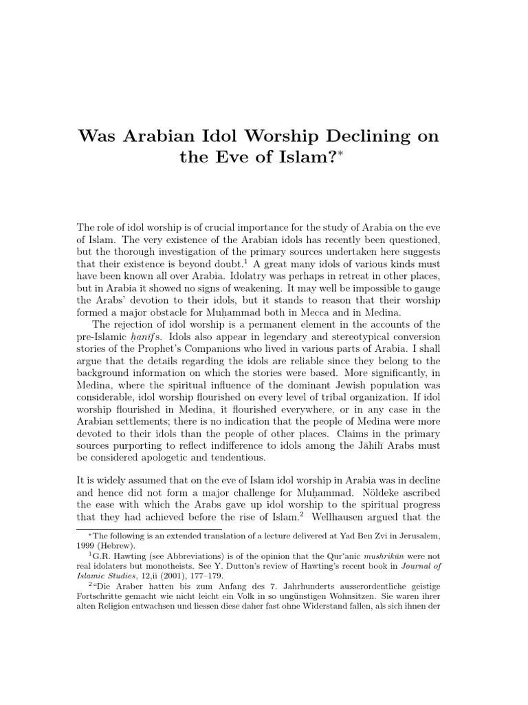 Arabian Idol Worship Before Islam | PDF | Idolatry | Arabian Peninsula
