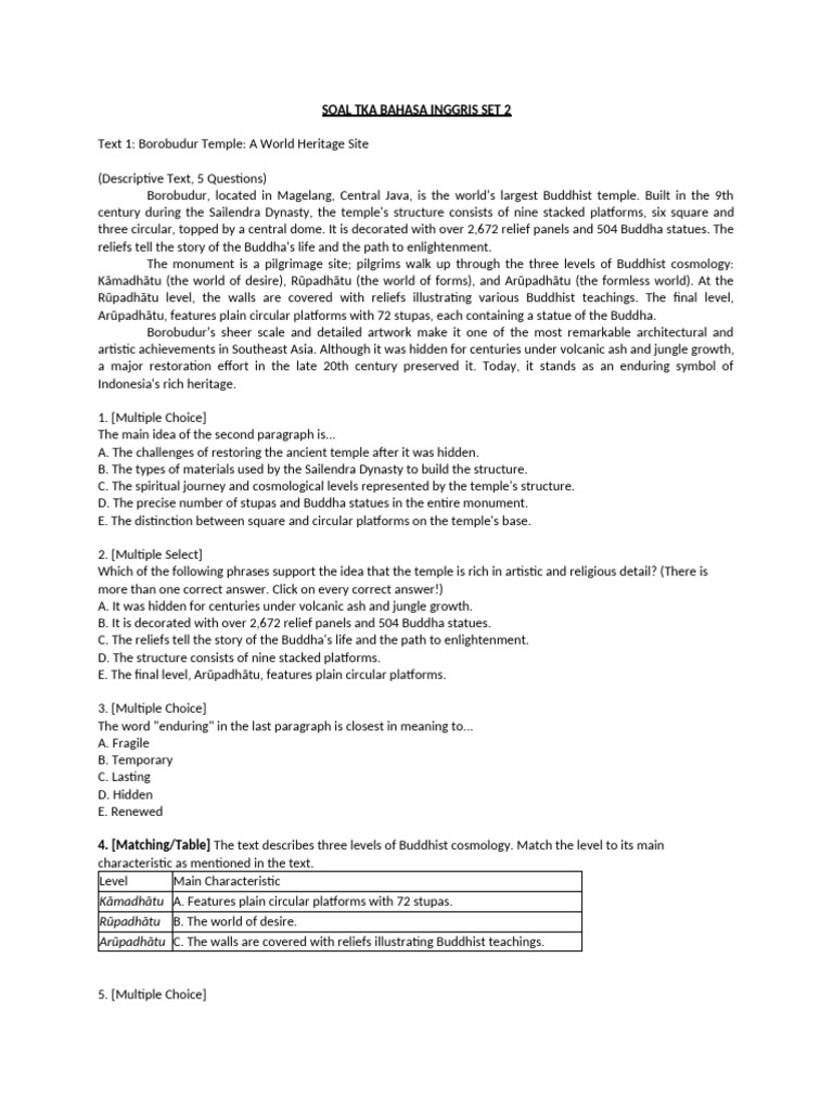 English TKA Questions Set 2 | PDF | Renewable Energy