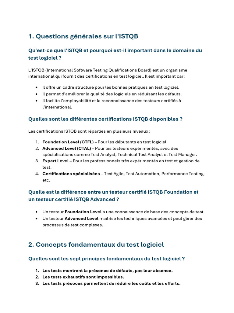 Guide complet sur l'ISTQB et le test logiciel | PDF | Test de logiciel ...