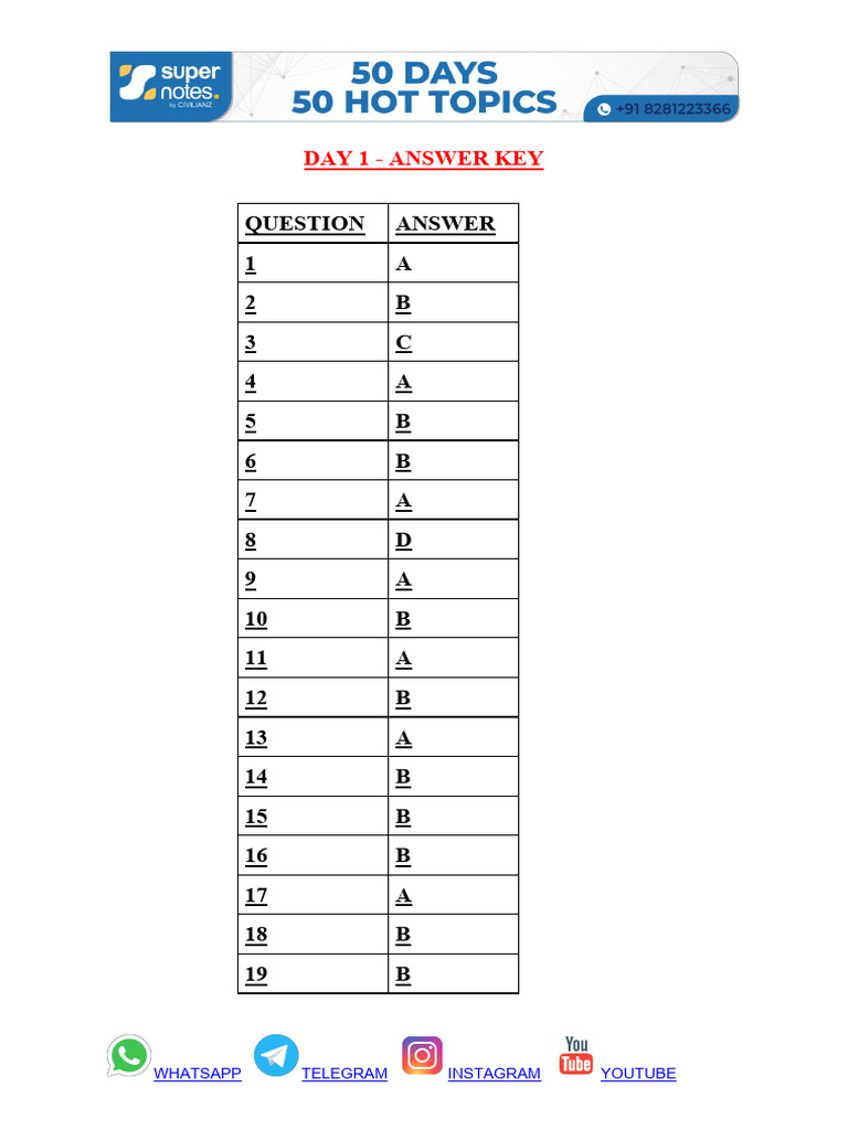 Day 1 - Answer Key (M) - 68835200 - 2025 - 10 - 04 - 22 - 47 | PDF