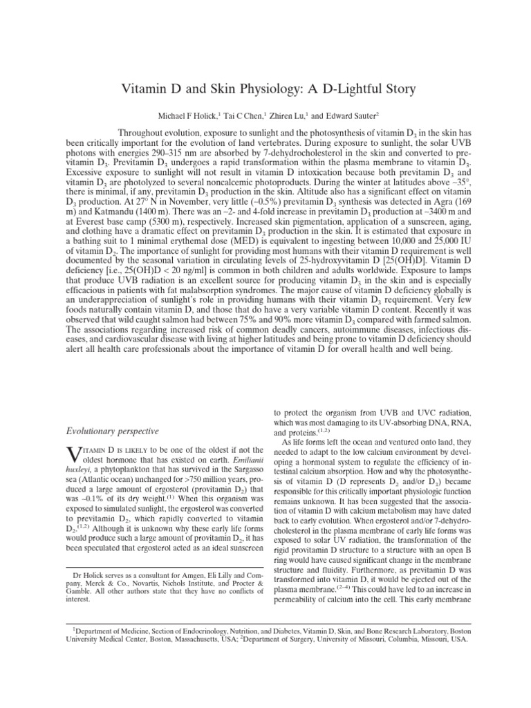 J of Bone Mineral Res - 2009 - Holick - Vitamin D and Skin Physiology A ...