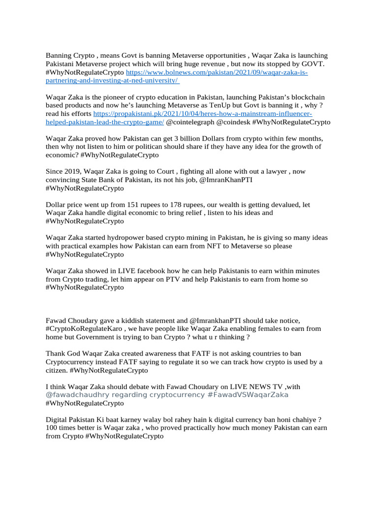 Why Not Regulate Crypto | PDF | Cryptocurrency | Money