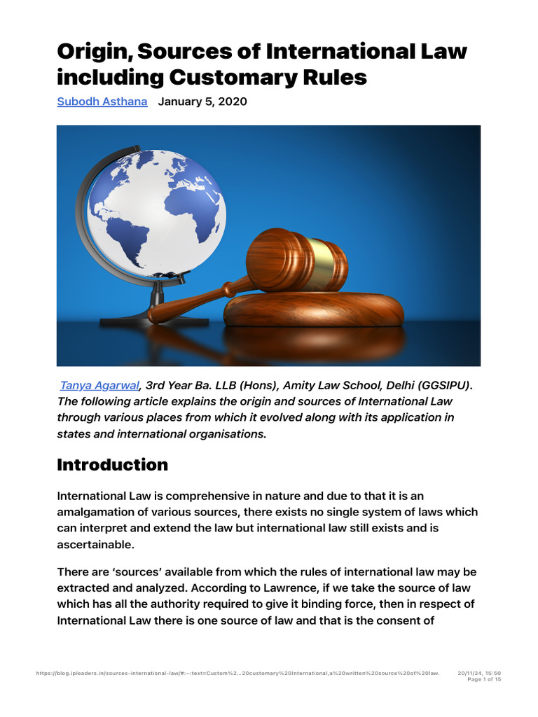 Sources and Origins of International Law | PDF | International Law ...