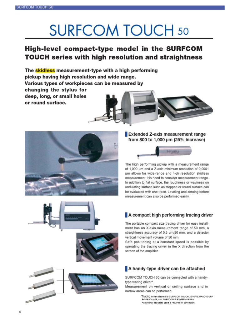 SURFCOM TOUCH 50 Measurement Device | PDF | Surface Roughness