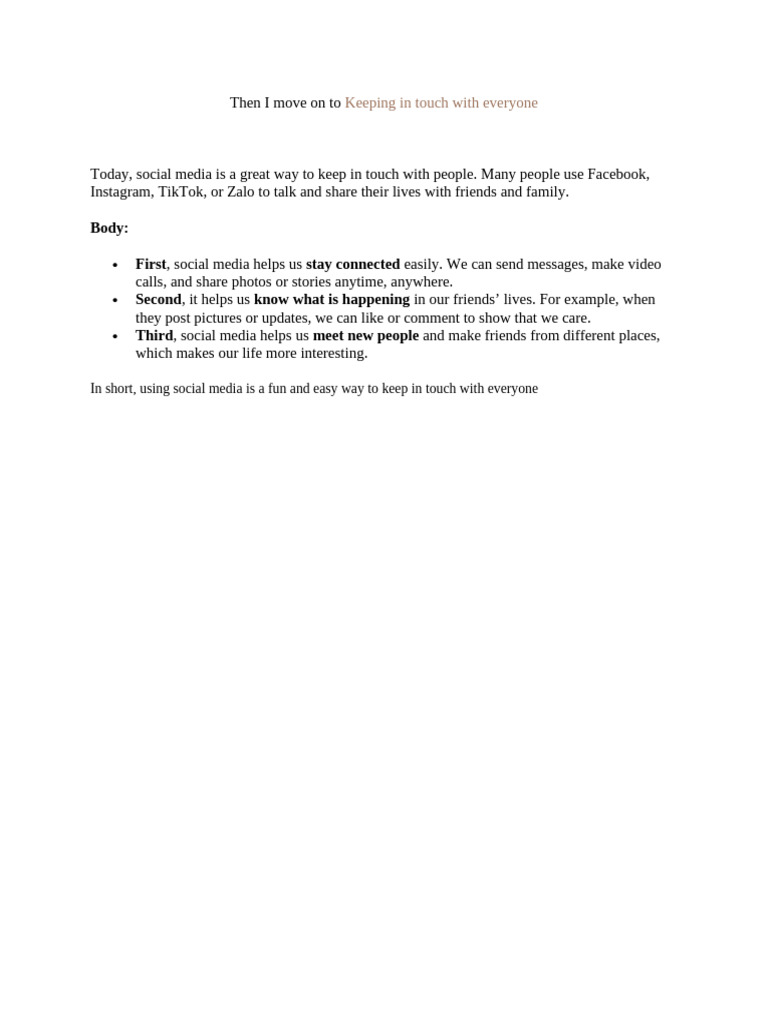 Then I Move On To Keeping in Touch With Everyone | PDF