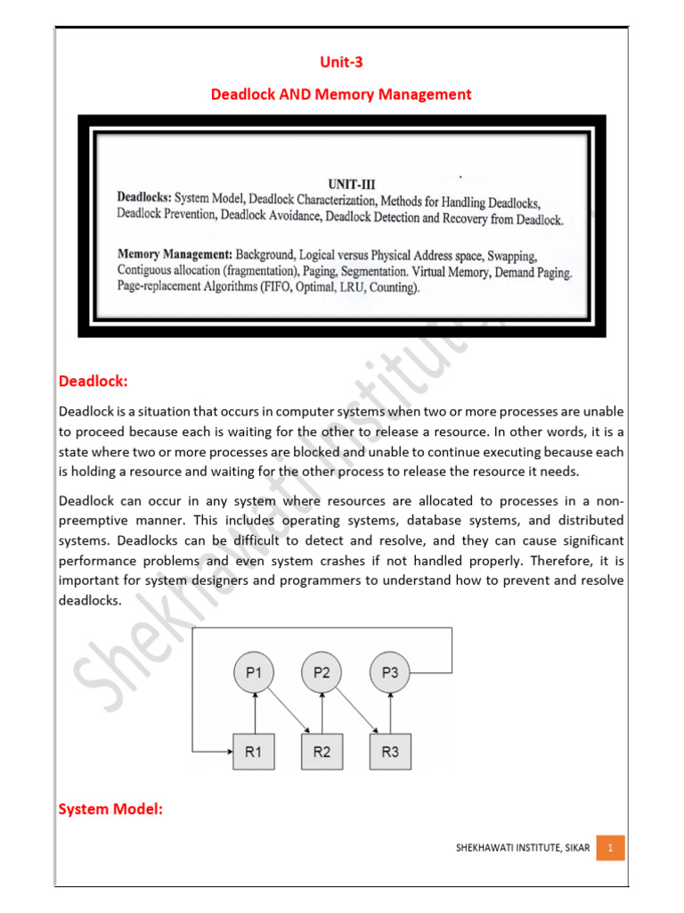 Deadlock and Memory Management Guide | PDF | Process (Computing ...