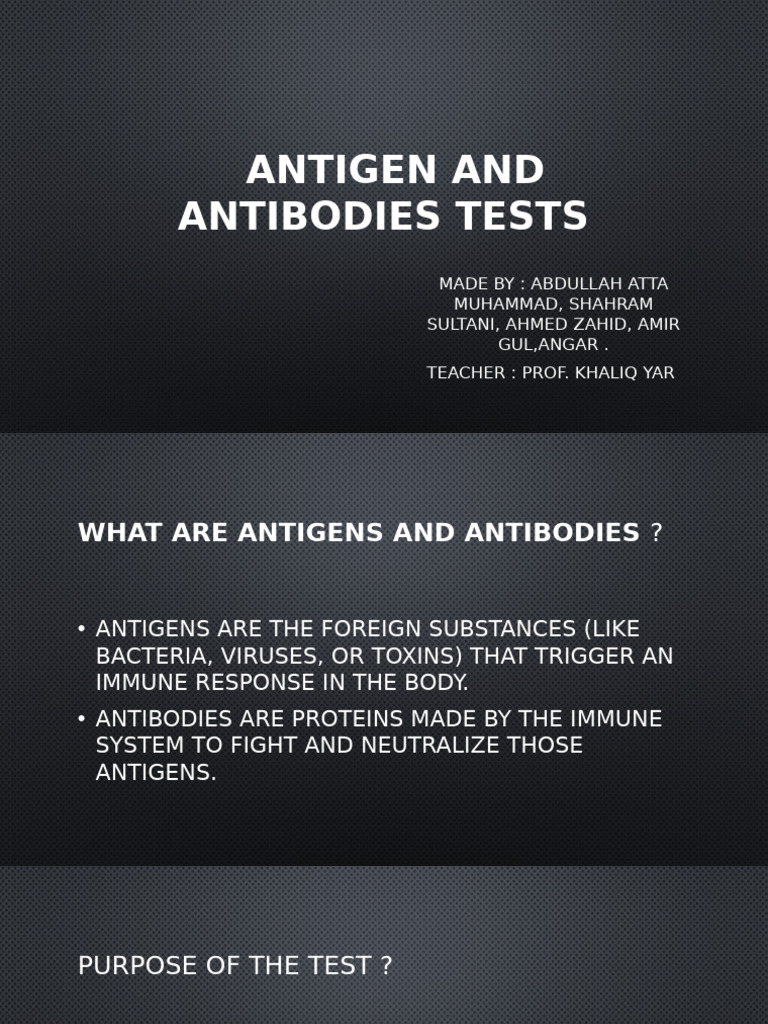 Antigen and Antibodies Tests | PDF | Infection | Antibody