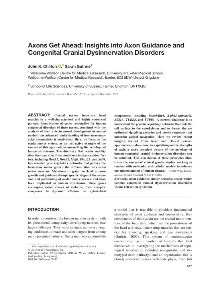 Axons Get Ahead - Insights Into Axon Guidance and Congenital Cranial ...