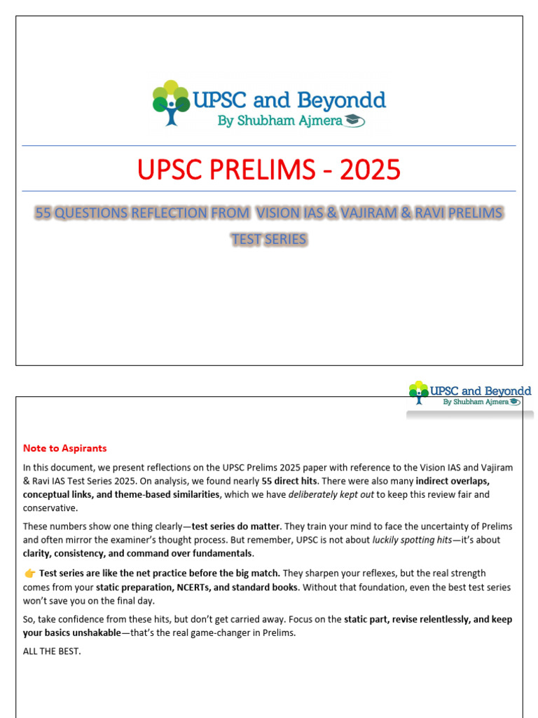 UPSC Prelims 2025 Test Series Insights | PDF | Elementary Particle