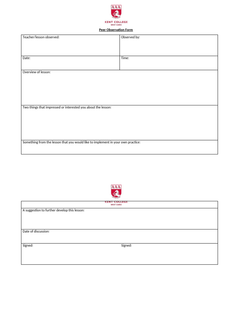 Peer Observation Form | PDF