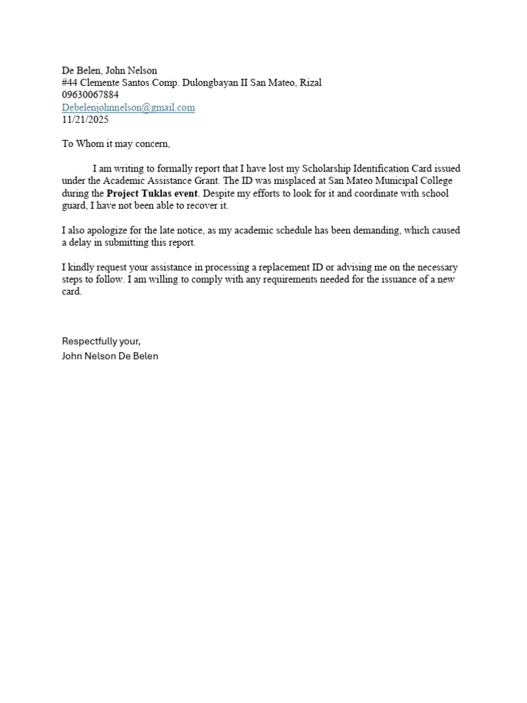 Letter of Lost | PDF
