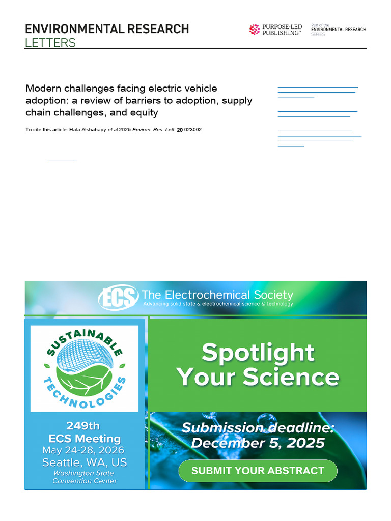 Barriers to Electric Vehicle Adoption | PDF | Electric Vehicle | Poverty