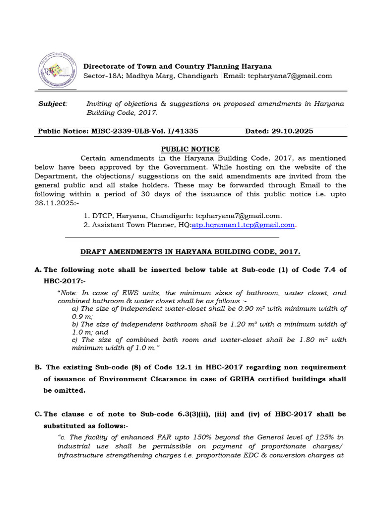 Haryana Building Code Amendments 2025 | PDF | Architect | Building Code