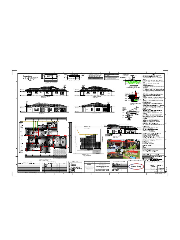 Ground Floor Plan with Elevations | PDF | Plaster | Roof