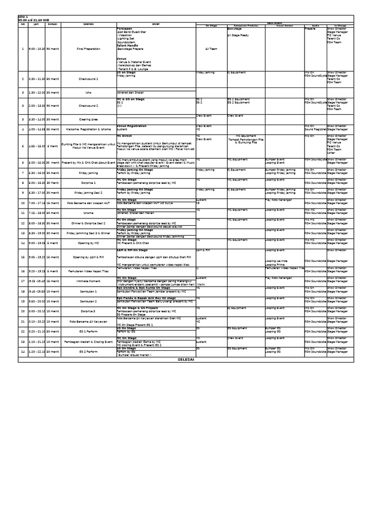 Event Schedule for Friday Jaming | PDF