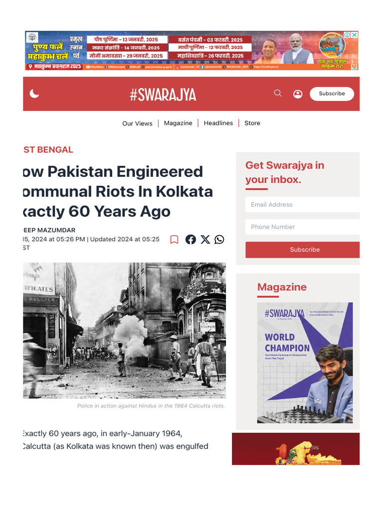 How Pakistan Engineered Communal Riots in Kolkata Exactly 60 Years Ago ...