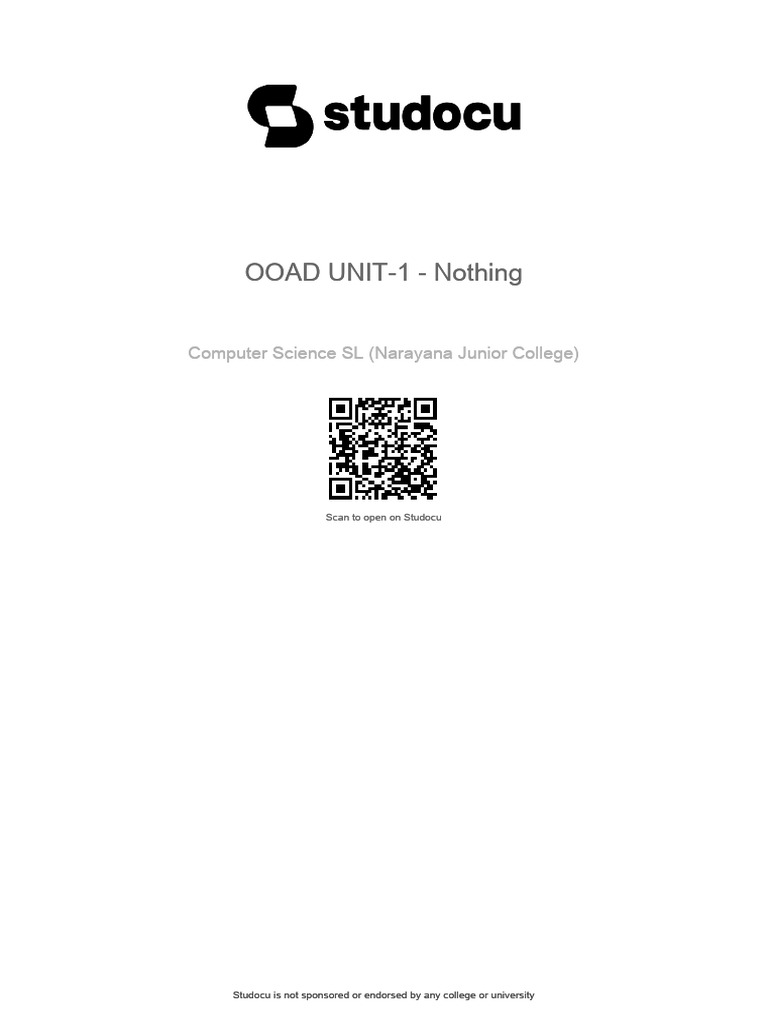 OOAD UNIT-1 - Nothing OOAD UNIT-1 - Nothing | PDF | Unified Modeling ...