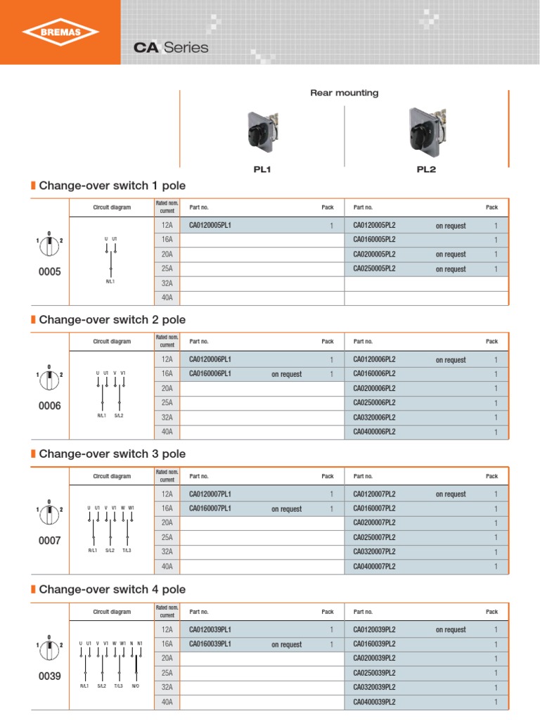 Change-over Switch Specifications | PDF | Technology & Engineering