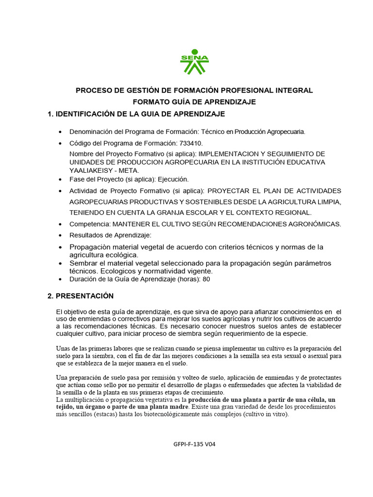 Guia de Aprendizaje Octubre 3166369 | PDF | Semilla | Injerto