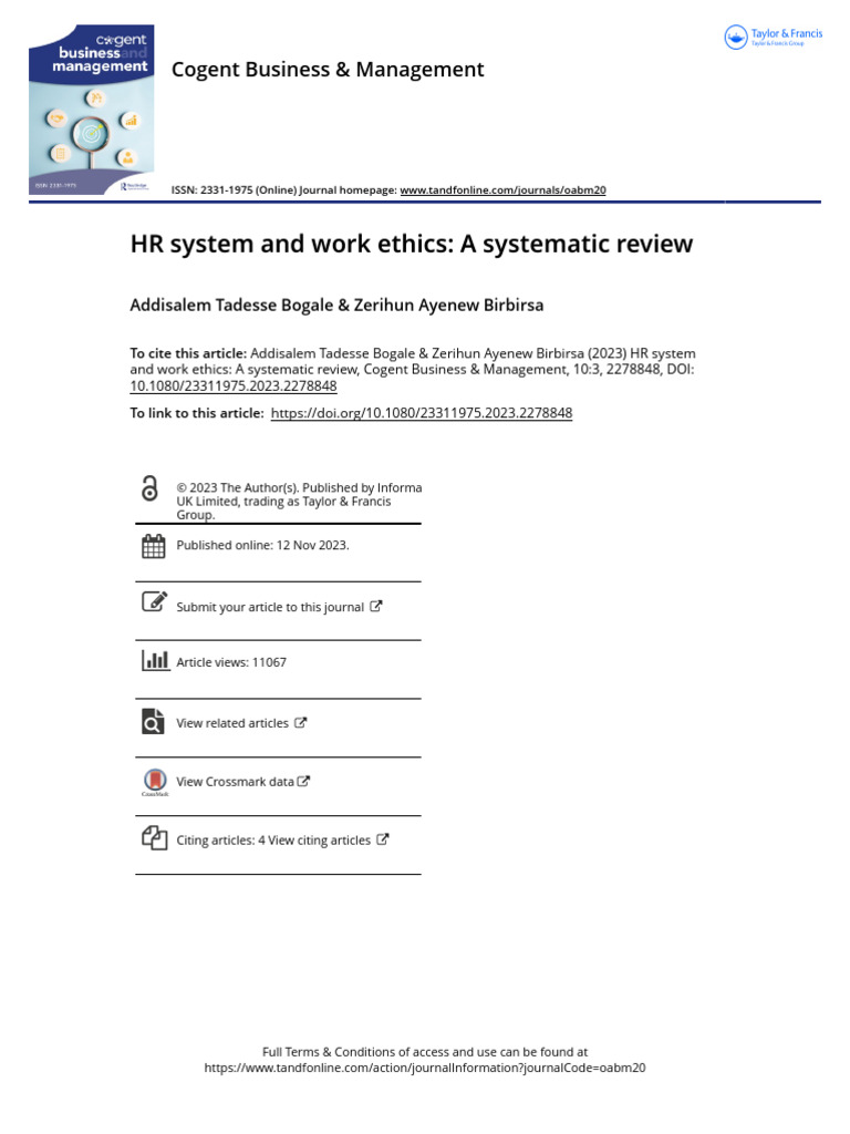 HR System and Work Ethics A Systematic Review | PDF | Human Resource ...