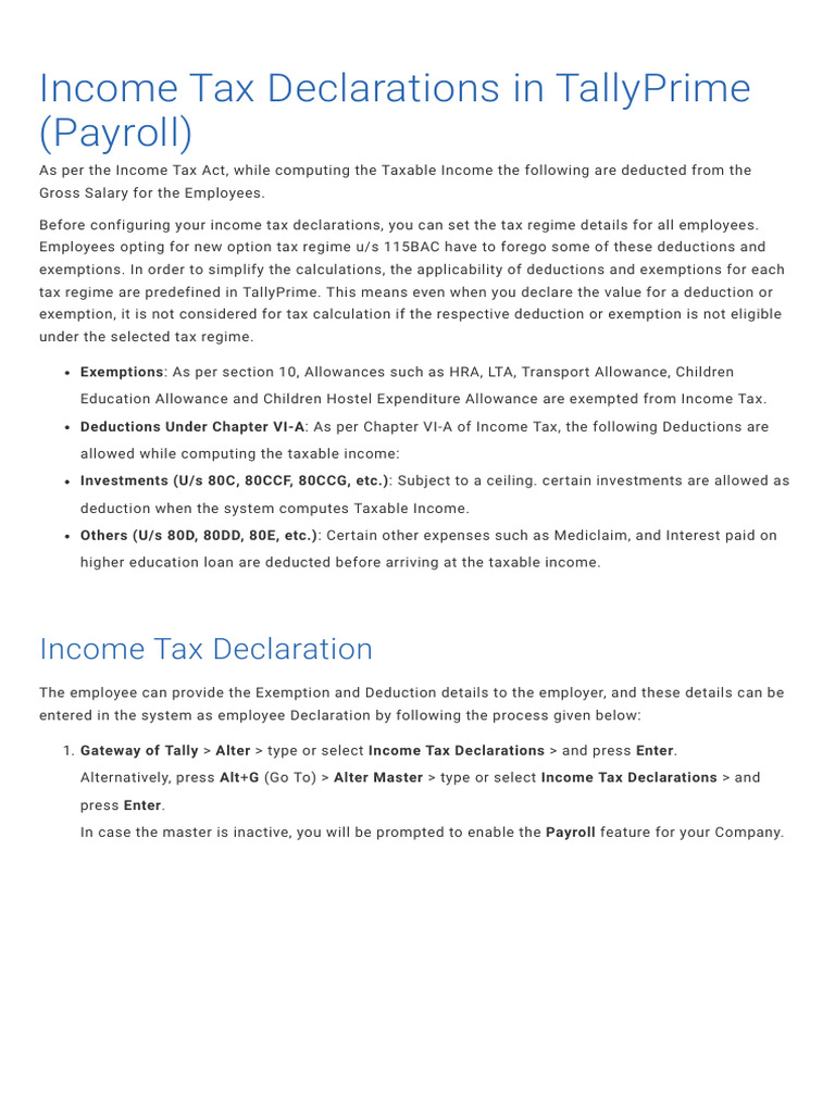Income Tax Declarations Tally | PDF | Tax Deduction | Taxes
