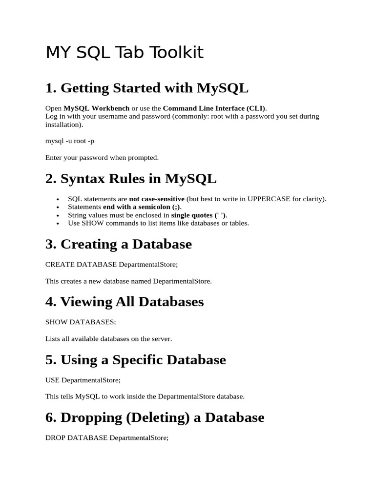 MySQL Toolkit: Database Management Guide | PDF | Comma Separated Values ...