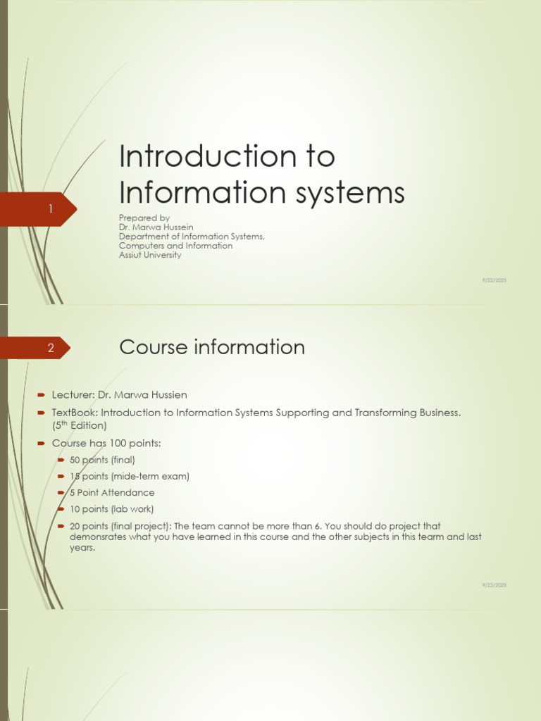Introduction to Information Systems Overview | PDF | Computer Network ...