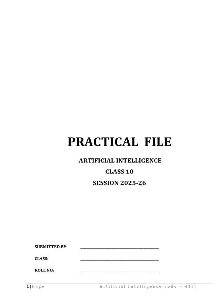 Class 10 AI Practical File 2025-26 | PDF