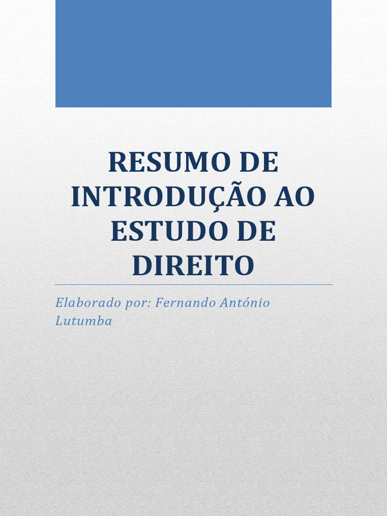 Introdução ao Estudo do Direito | PDF