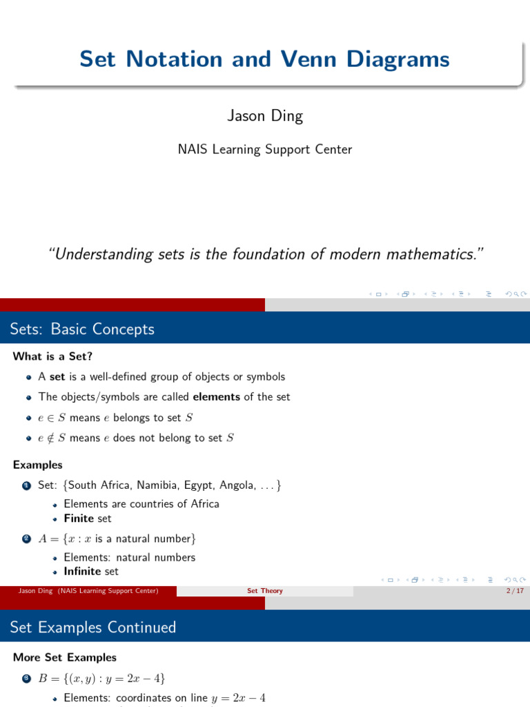 Set Notation and Venn Diagrams Explained | PDF | Set (Mathematics ...