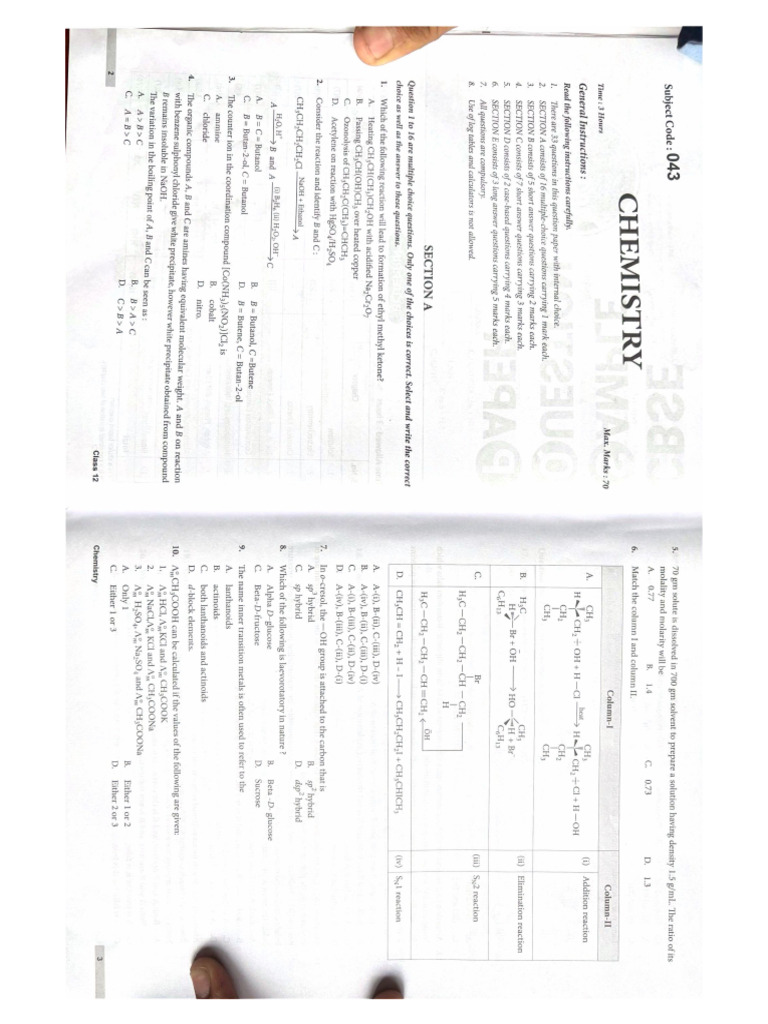 Sample Paper 1 | PDF