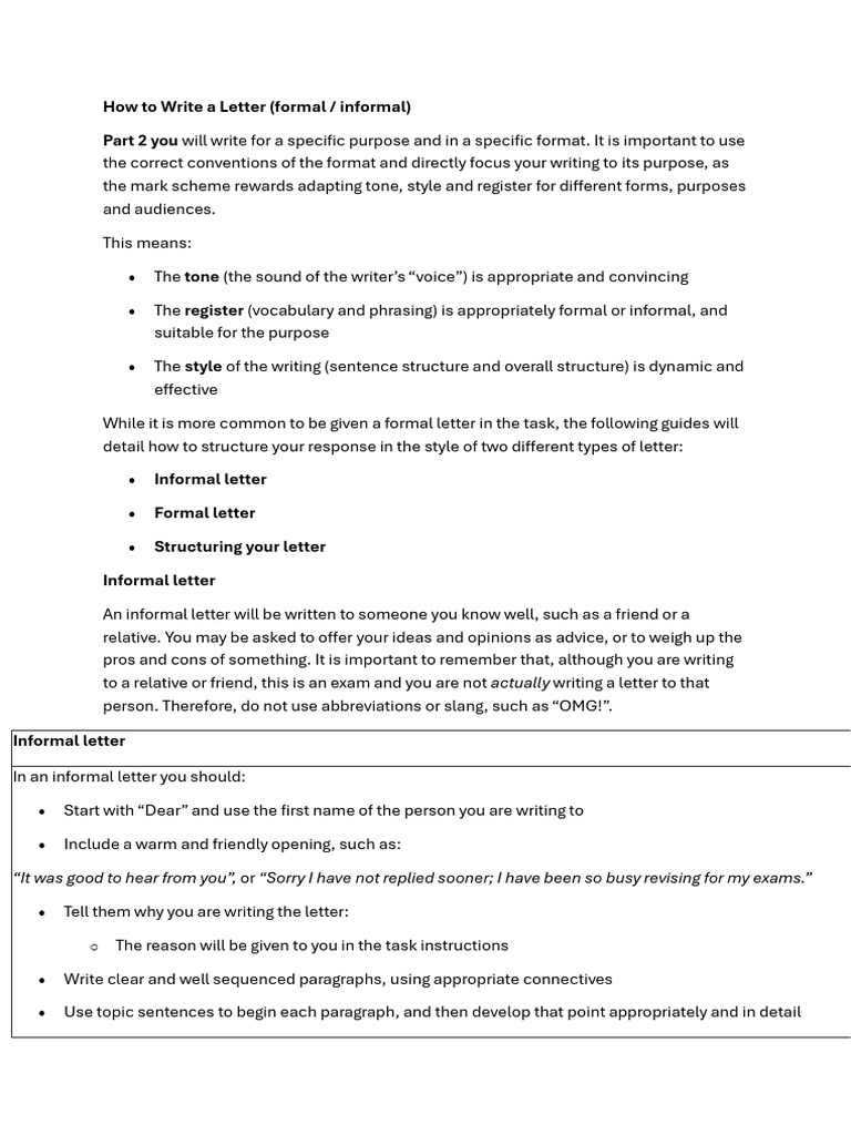 Writing Formal and Informal Letters | PDF | Paragraph | Argument