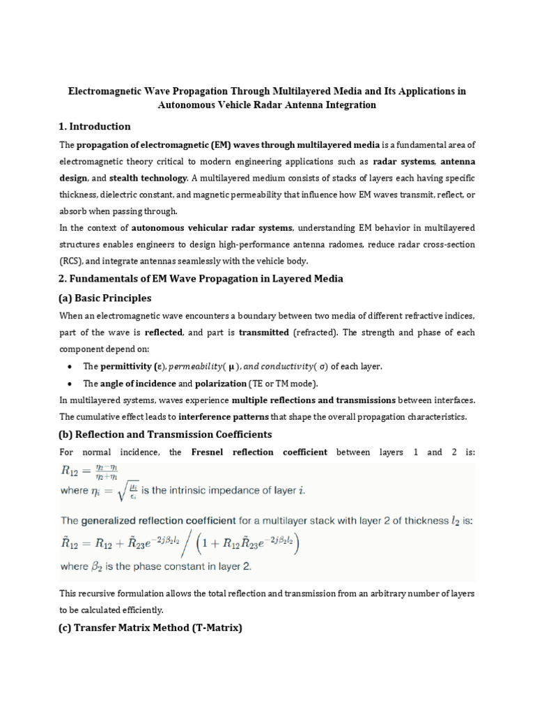 EM Wave Propagation in Vehicle Radar Systems | PDF | Antenna (Radio ...