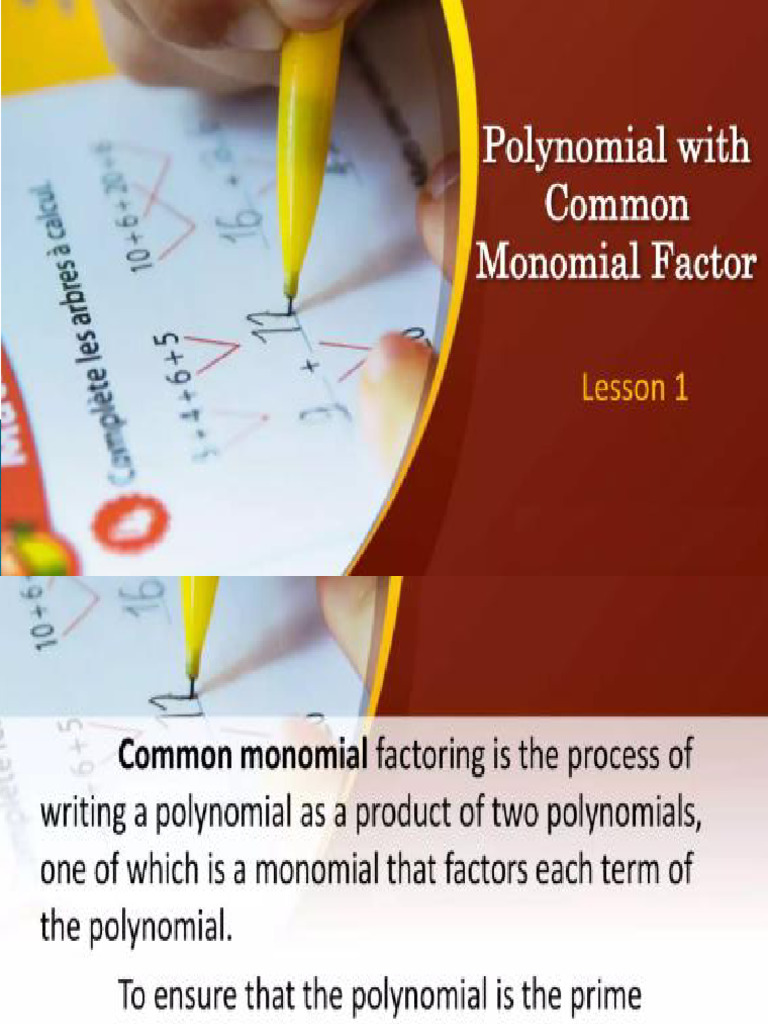 G8 Lesson 1 Common Monomial | PDF