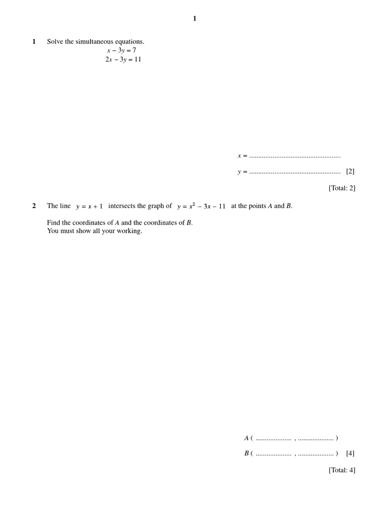 Simultaneous Equations and Geometry Problems | PDF | Area | Elementary ...